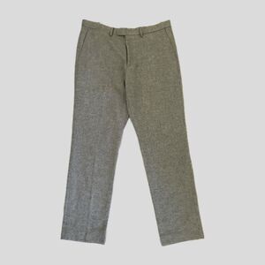 J.Crew Bowery Gray Herringbone Wool Mens Work Office Winter Pants Trousers 34x32